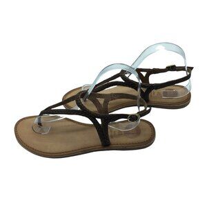 GIOSEPPO Braided Leather Sandals Women 9 EU40 Brown Casual Girlie Coastal Beach